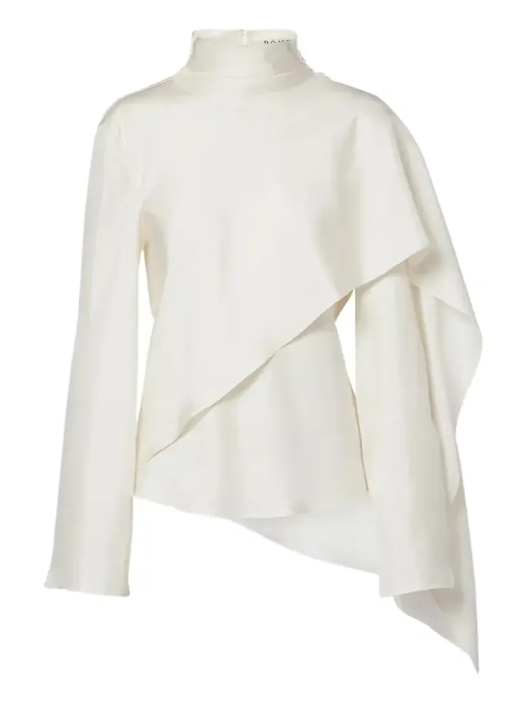 Róhe Caped silk satin turtleneck top