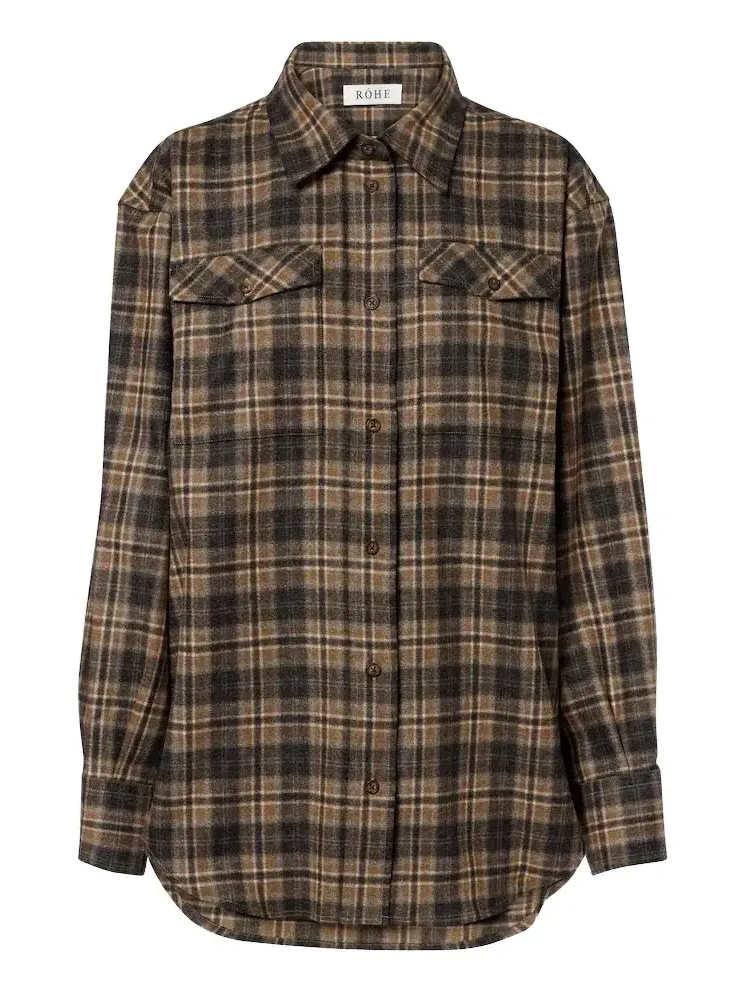 Róhe Checked wool-blend overshirt