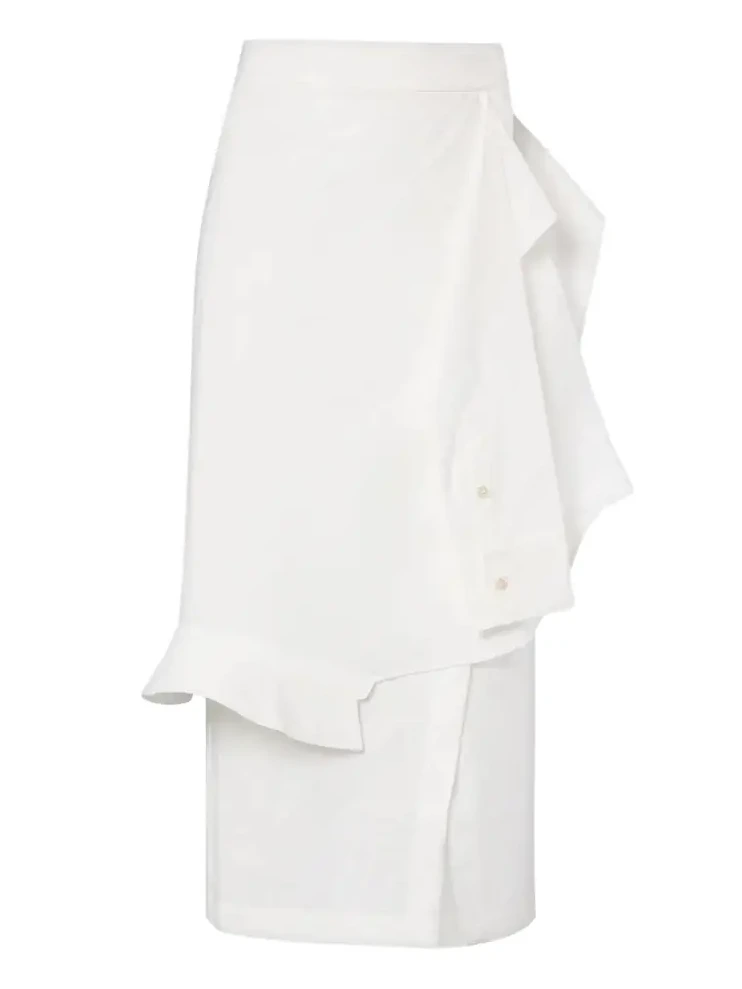Róhe Asymmetric cotton-blend midi skirt Róhe Asymmetric cotton-blend midi skirt
