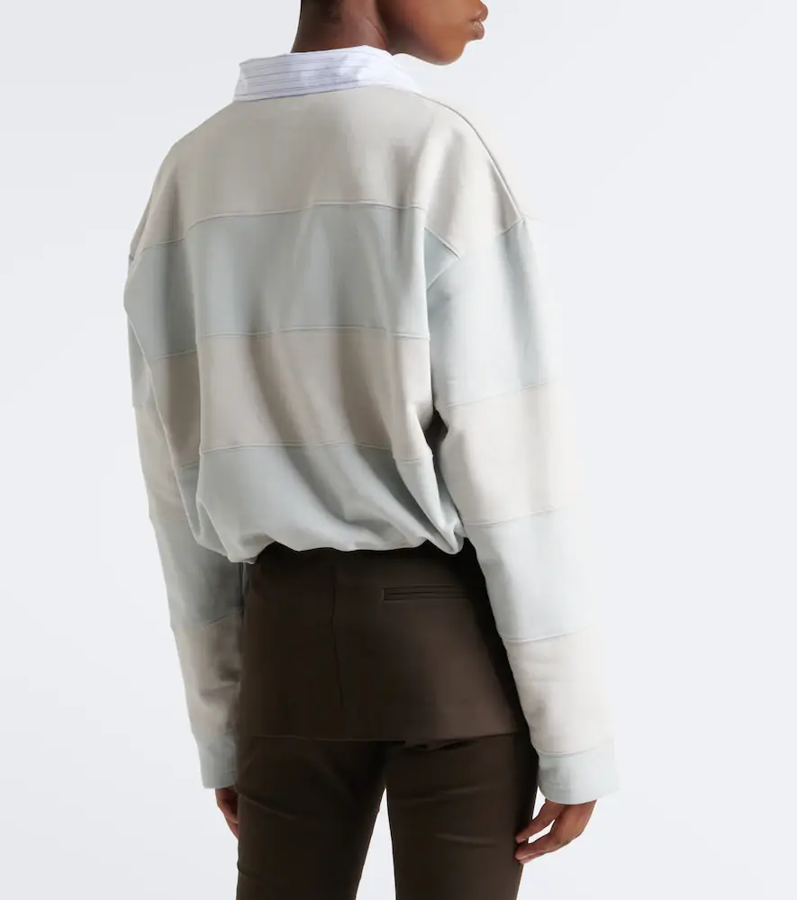Acne Studios Striped cotton fleece polo sweatshirt | Thumbnail 2 Acne Studios Striped cotton fleece polo sweatshirt | Thumbnail 2