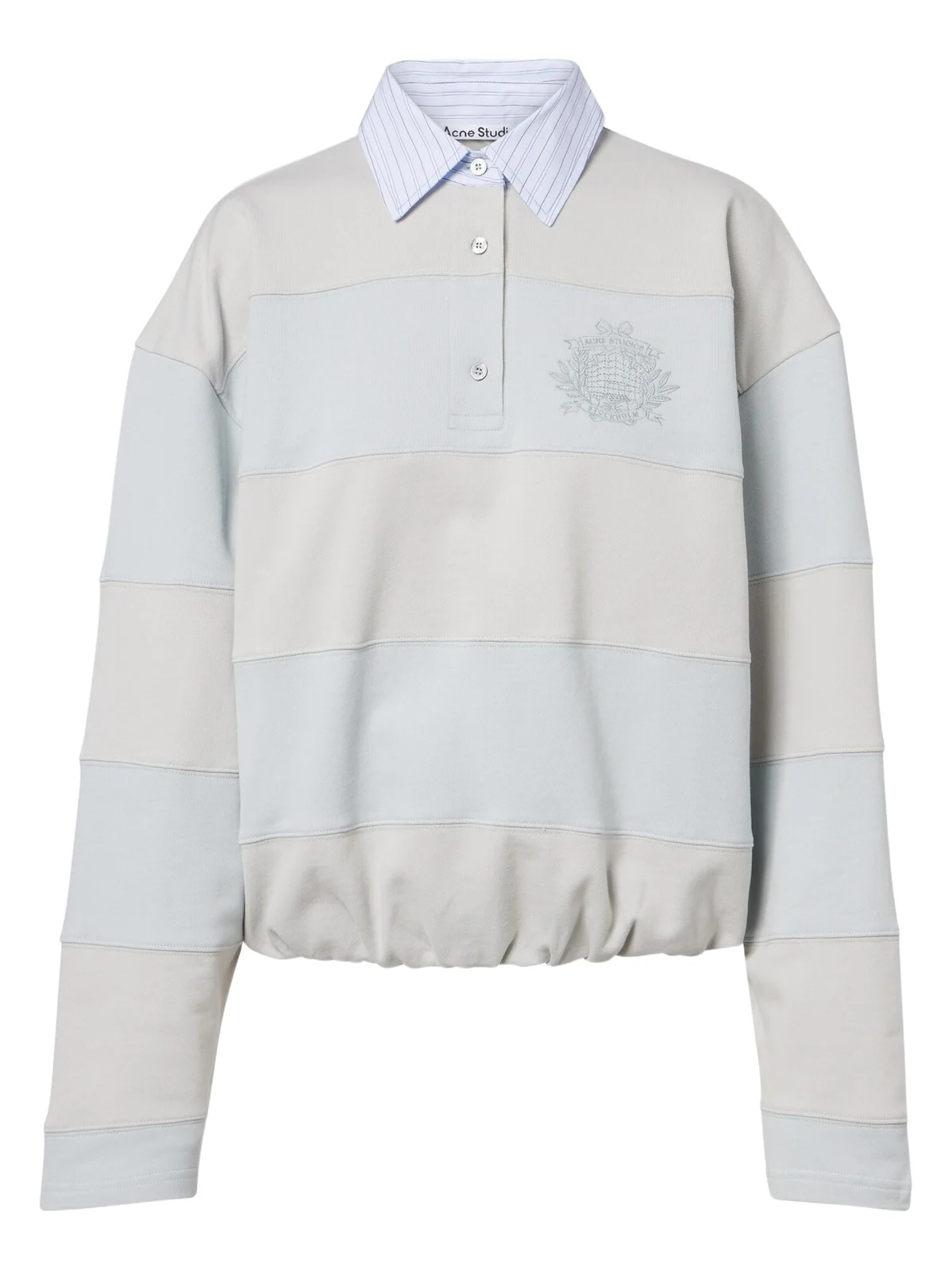 Striped cotton fleece polo sweatshirt Striped cotton fleece polo sweatshirt
