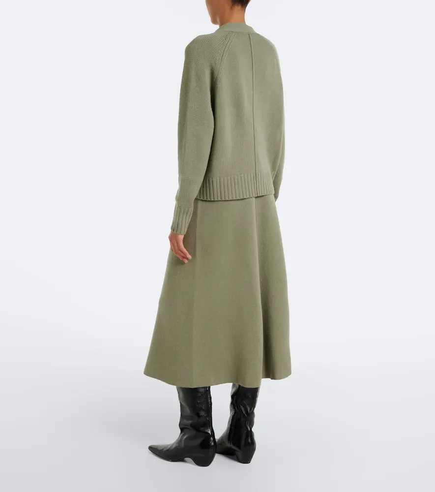 Jardin des Orangers Virgin wool and cashmere midi skirt | Thumbnail 4