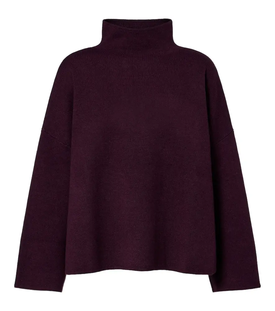 Virgin wool and cashmere high neck sweater