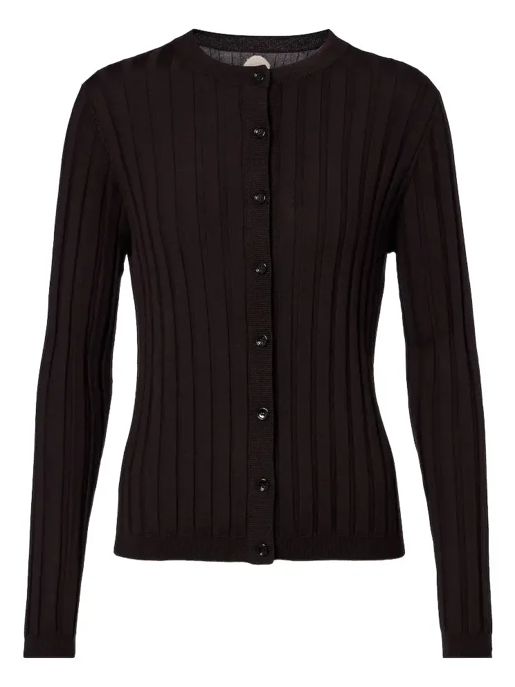Ribbed-knit virgin wool cardigan Ribbed-knit virgin wool cardigan