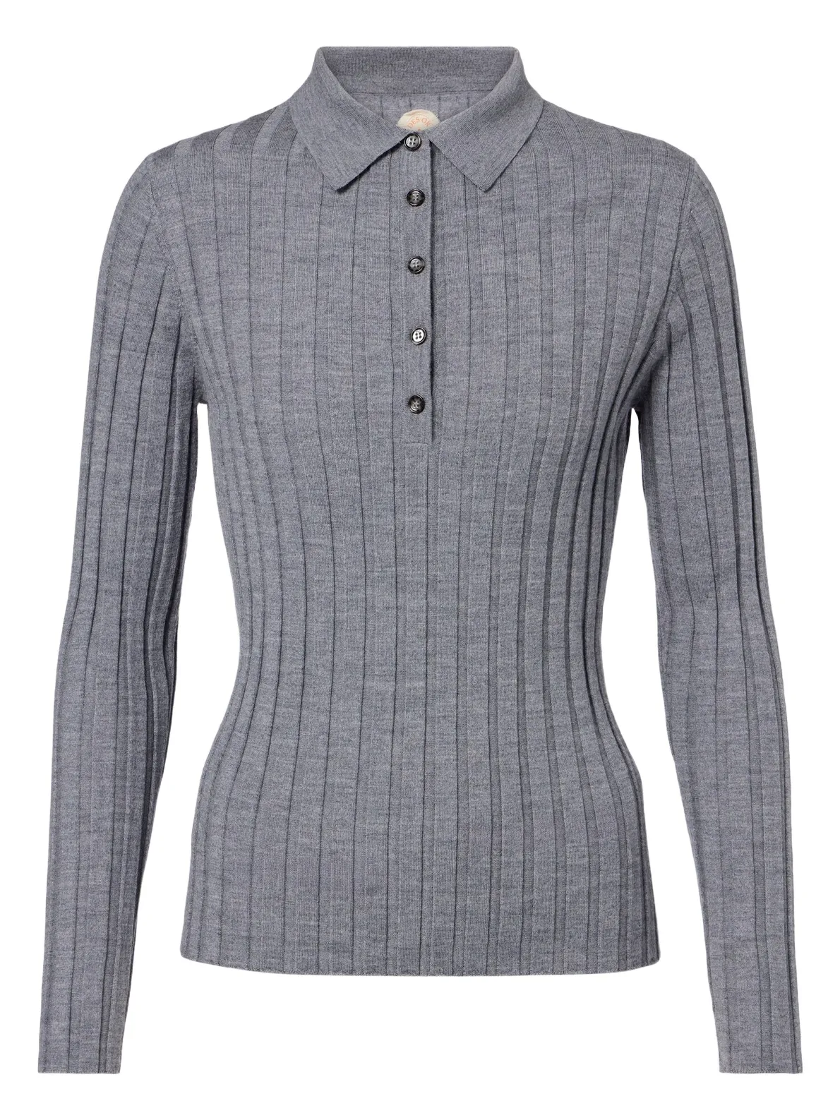 Ribbed-knit virgin wool polo sweater Ribbed-knit virgin wool polo sweater