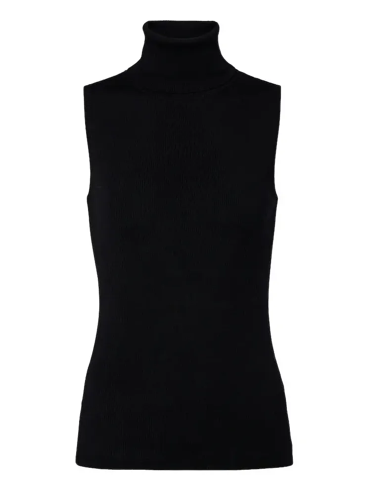 Ribbed-knit virgin wool turtleneck top Ribbed-knit virgin wool turtleneck top