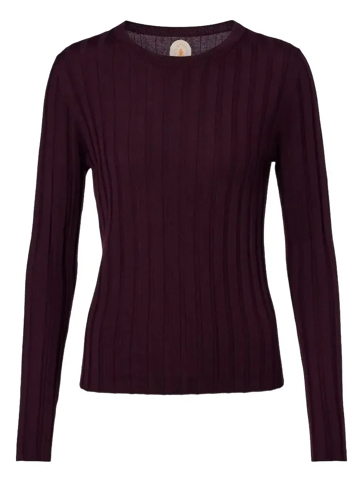 Ribbed-knit virgin wool sweater