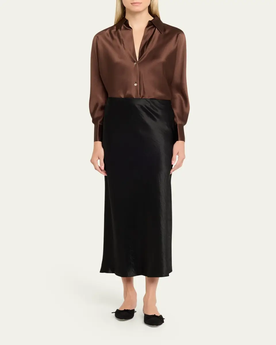 Vince Side-Slit Satin Slip Skirt | Thumbnail 2