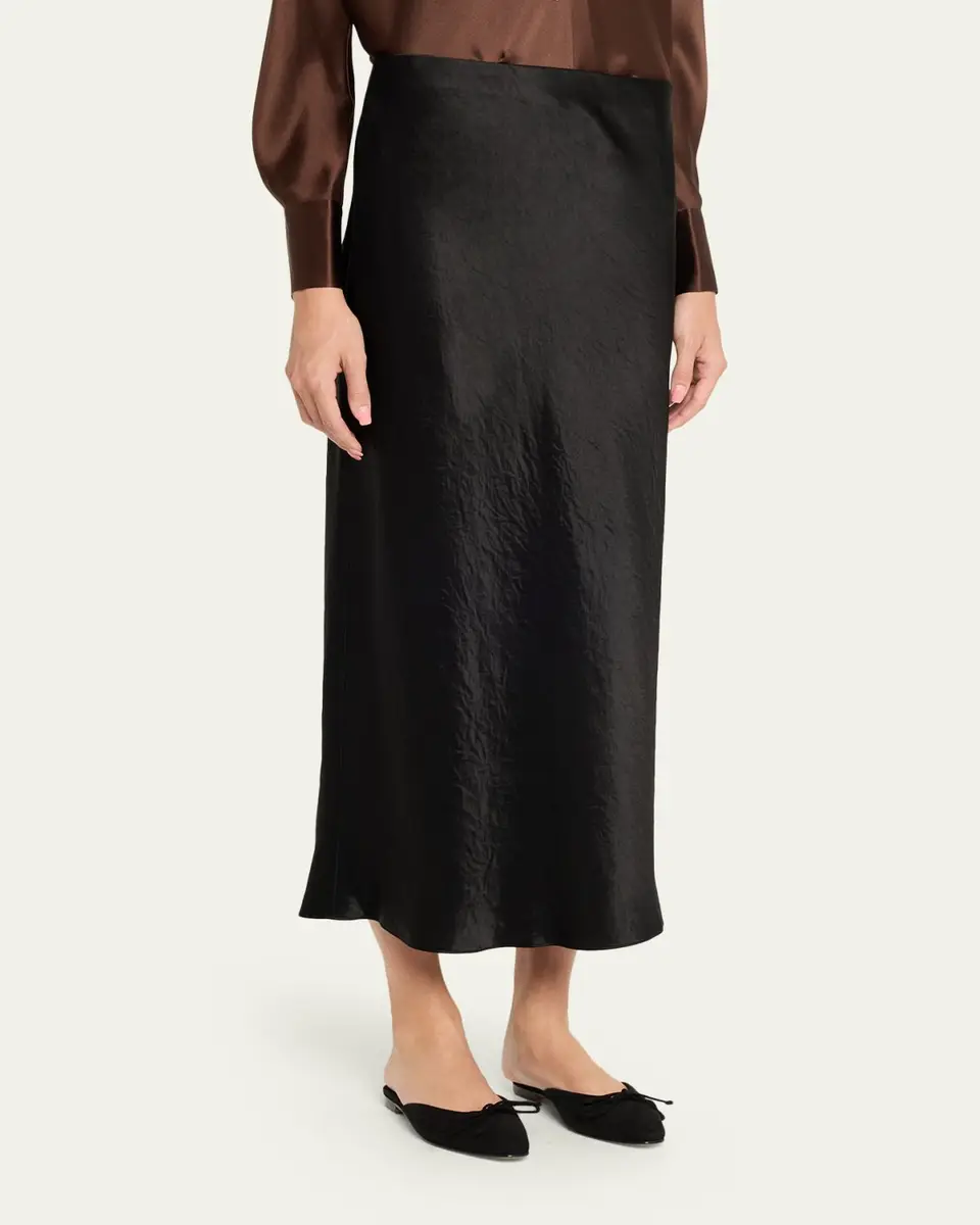 Vince Side-Slit Satin Slip Skirt | Thumbnail 4