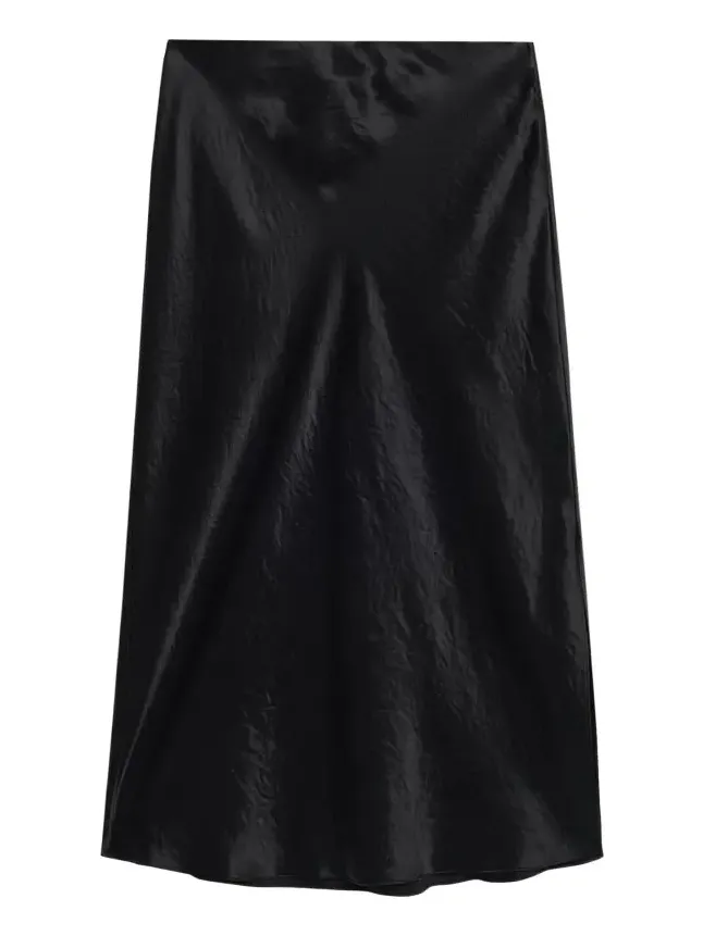 Side-Slit Satin Slip Skirt
