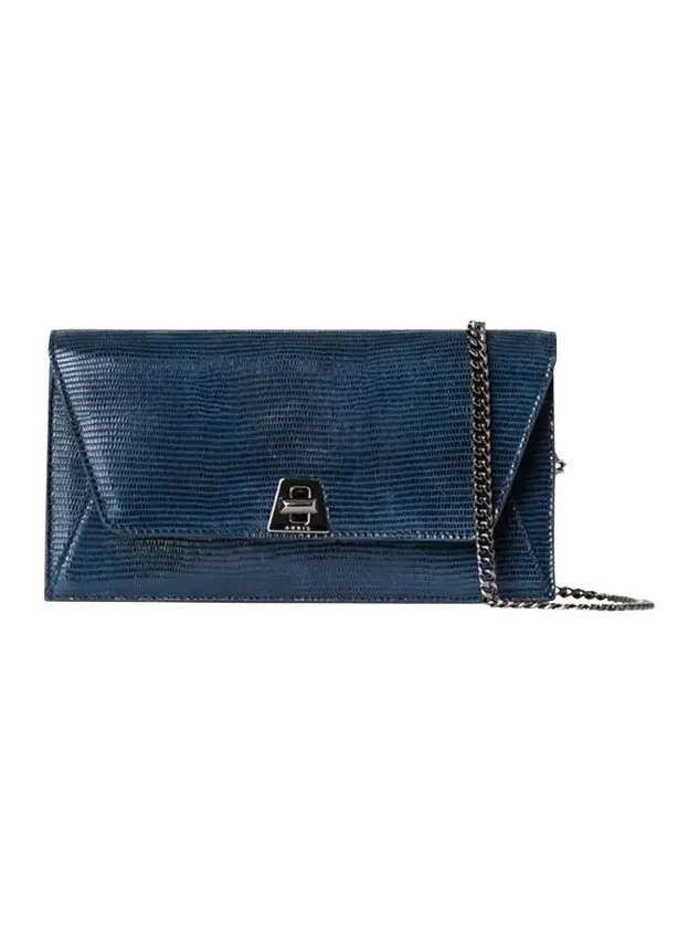 Akris Anouk Lizard-Print Clutch Bag w/ Chain