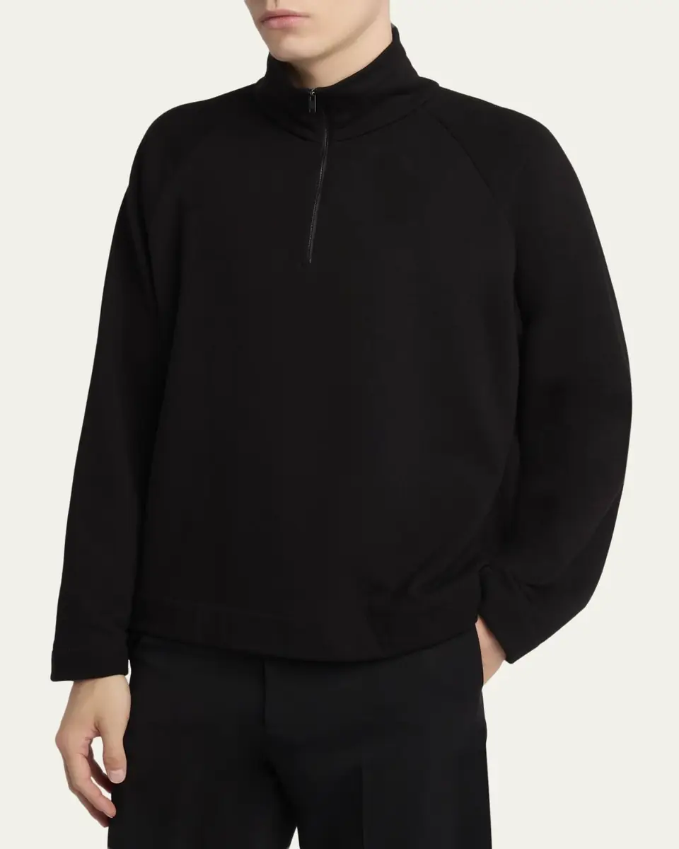 The Row Men's Gallagher Cotton and Cashmere Funnel-Neck Sweater | Thumbnail 4