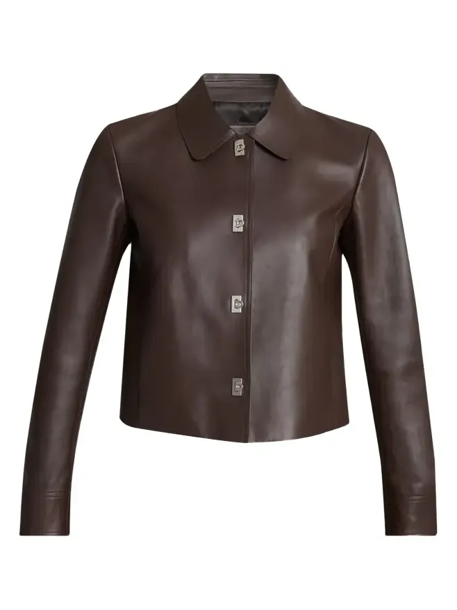 Nubuck Leather Gancini Single-Breasted Jacket Nubuck Leather Gancini Single-Breasted Jacket