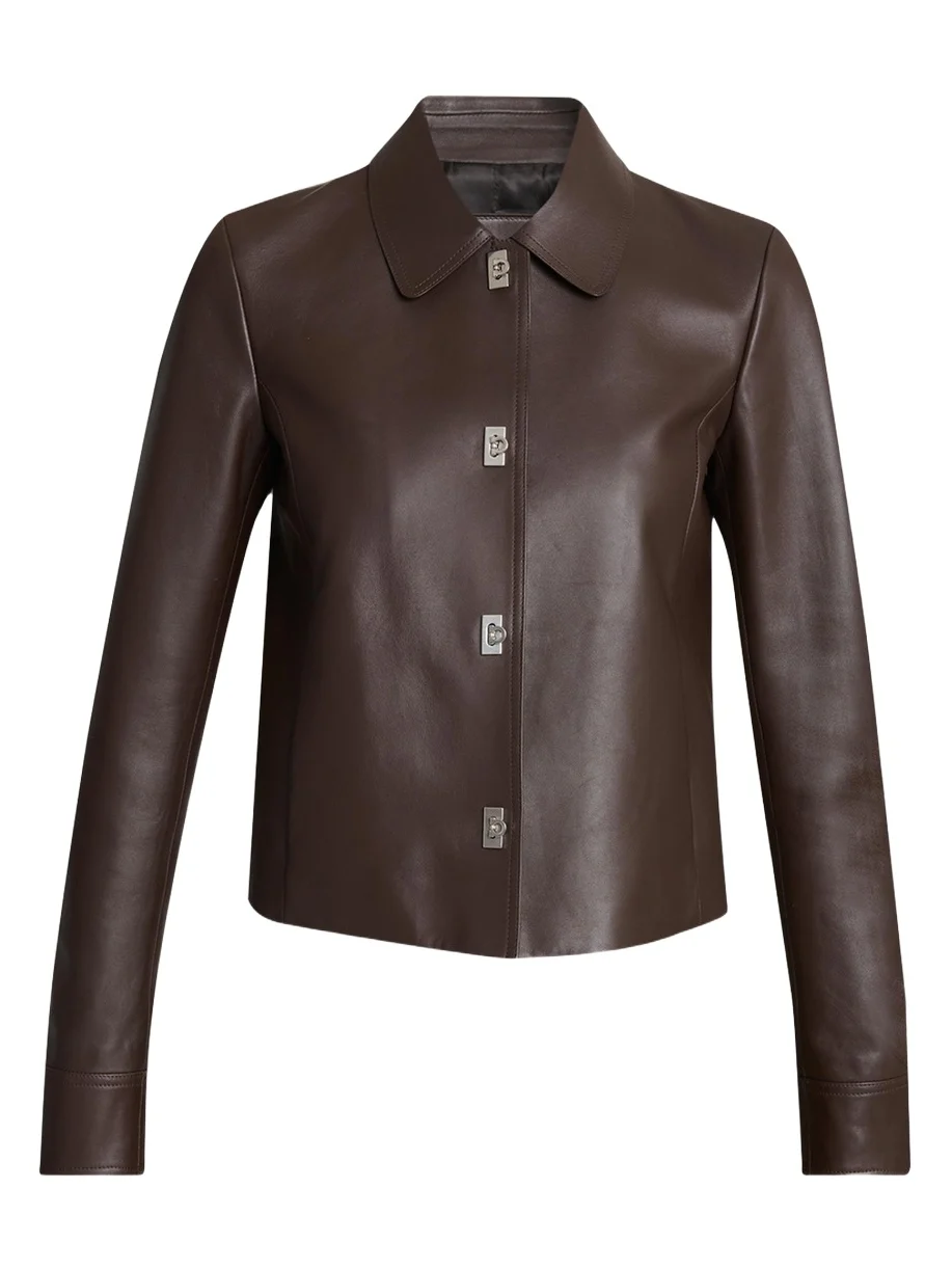 Nubuck Leather Gancini Single-Breasted Jacket Nubuck Leather Gancini Single-Breasted Jacket