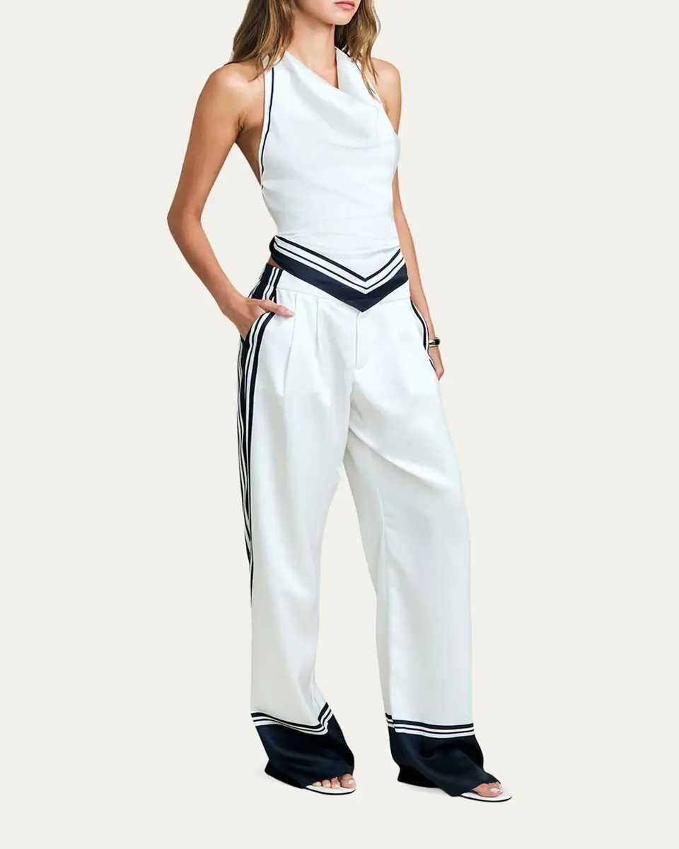 SEROYA Marlowe Striped Satin Pants | Thumbnail 2 SEROYA Marlowe Striped Satin Pants | Thumbnail 2