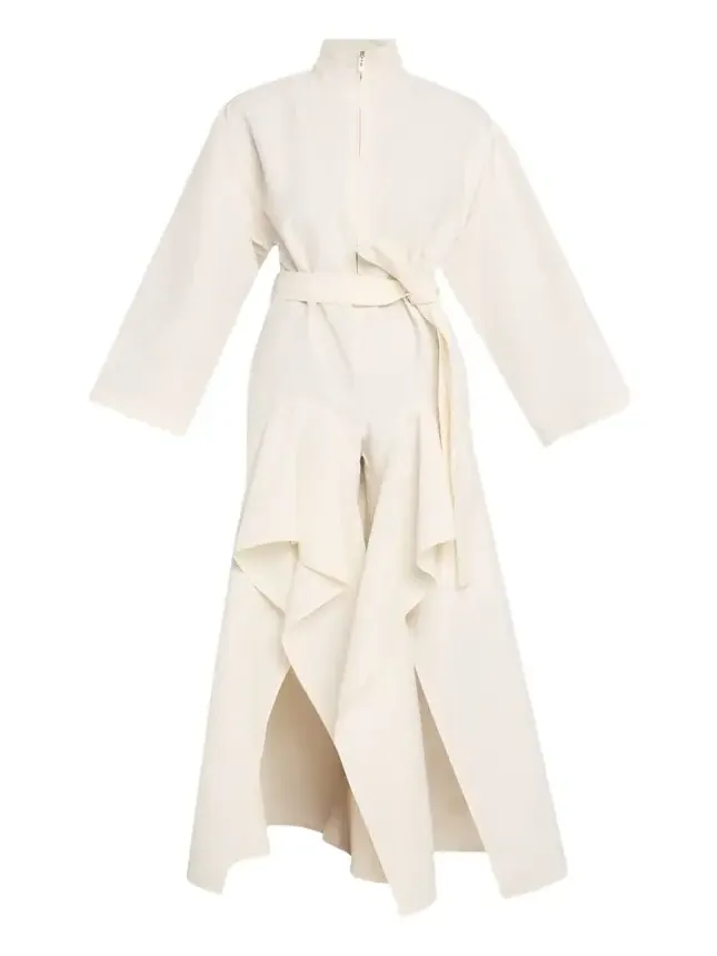 ALAÏA Ruffle Slit Straight-Leg Zip Jumpsuit