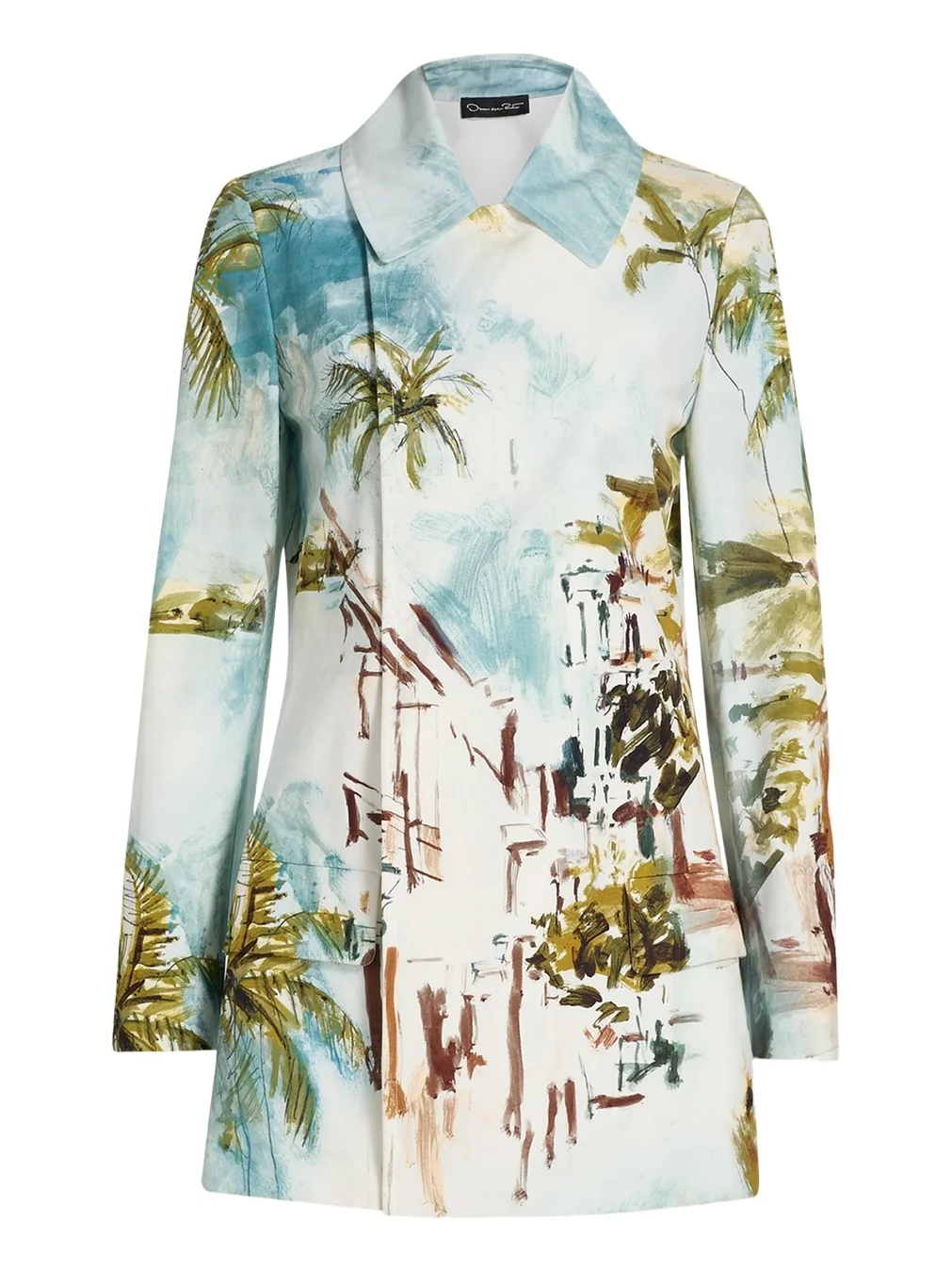 Long-Sleeve Landscape-Print Double-Breasted Jacket Long-Sleeve Landscape-Print Double-Breasted Jacket