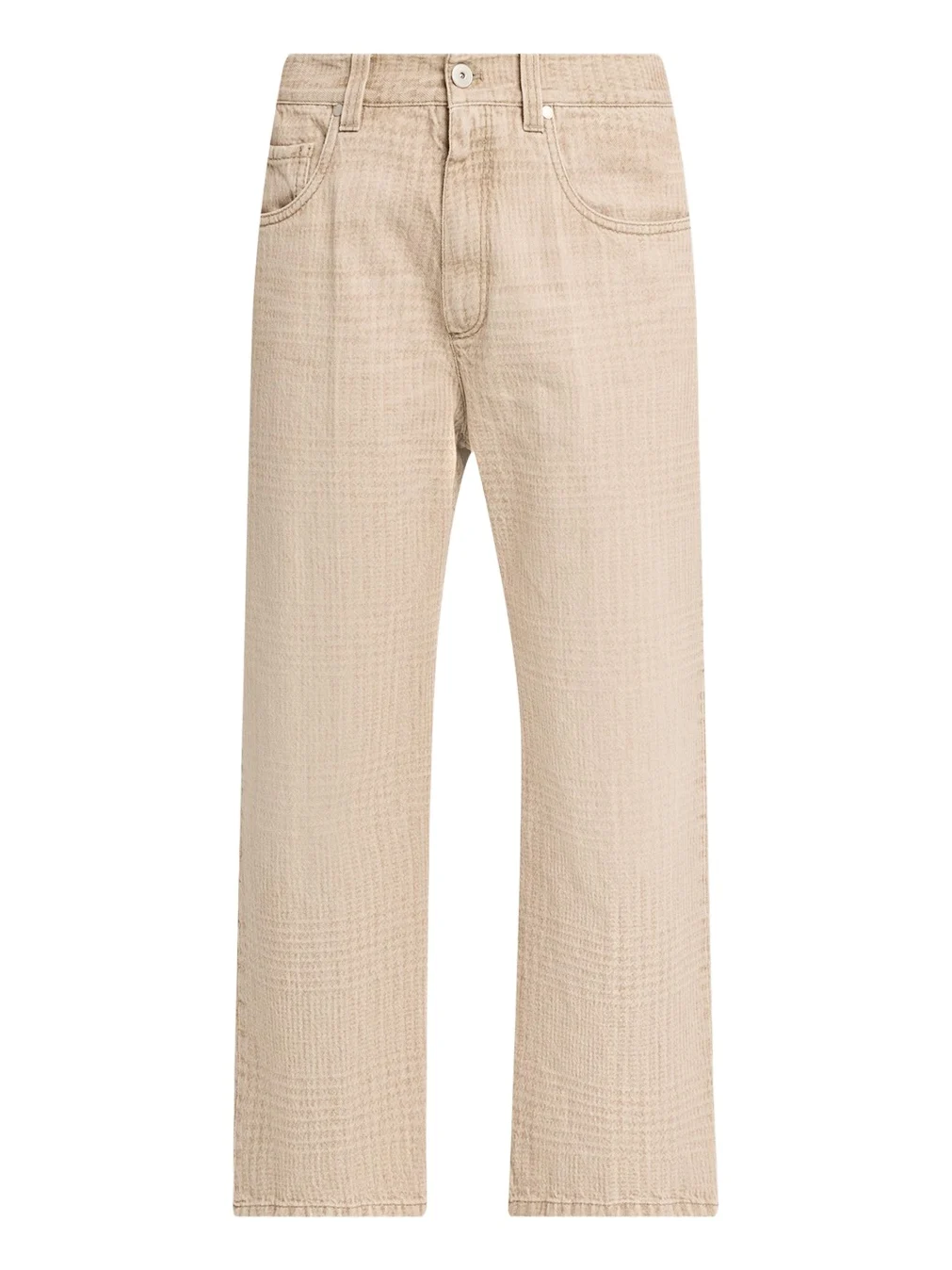 Brunello Cucinelli Check-Print Denim Straight-Leg Crop Pants