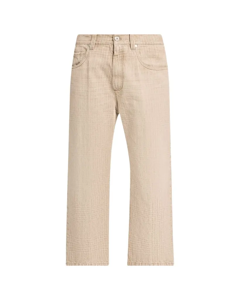 Brunello Cucinelli Check-Print Denim Straight-Leg Crop Pants | Image 1 Brunello Cucinelli Check-Print Denim Straight-Leg Crop Pants | Image 1