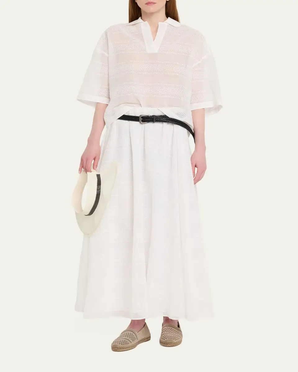 Brunello Cucinelli Semi-Sheer Eyelet Cotton Shirt | Thumbnail 2 Brunello Cucinelli Semi-Sheer Eyelet Cotton Shirt | Thumbnail 2