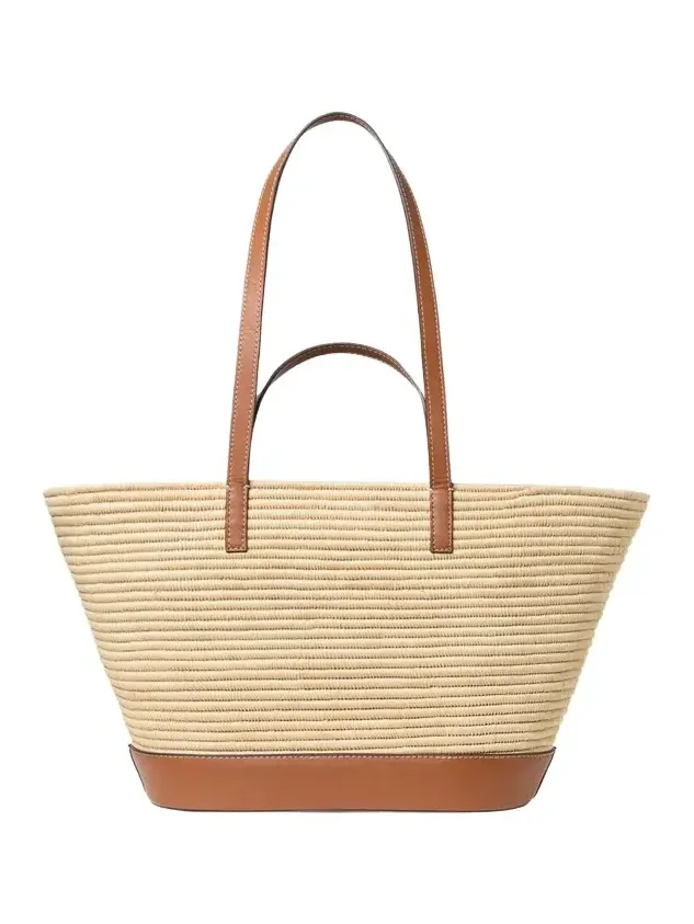 Granger Leather-Trim Raffia Tote Bag Granger Leather-Trim Raffia Tote Bag