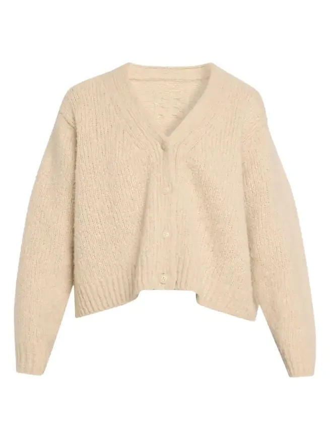 Lorana Wool-Cashmere V-Neck Cardigan