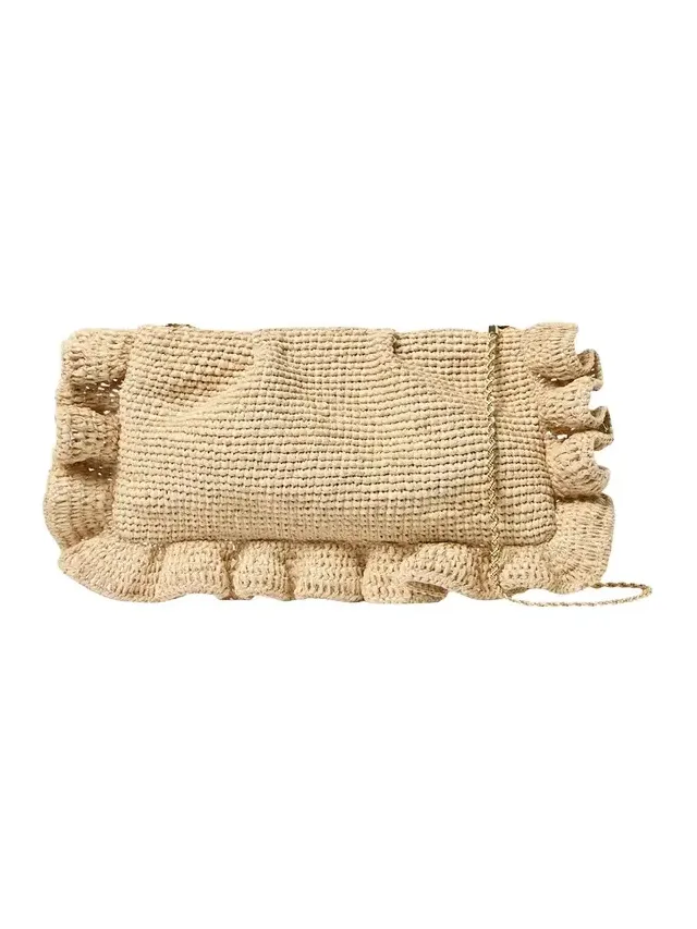 Loeffler Randall Mavis Ruffle-Trim Raffia Clutch Bag | Thumbnail 1 Loeffler Randall Mavis Ruffle-Trim Raffia Clutch Bag | Thumbnail 1