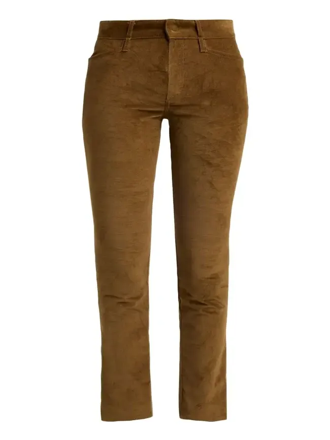 Velvet Slim-Leg Ankle Trousers