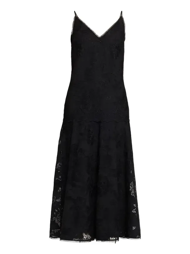 Robbie Embroidered Lace-Trim Maxi Dress