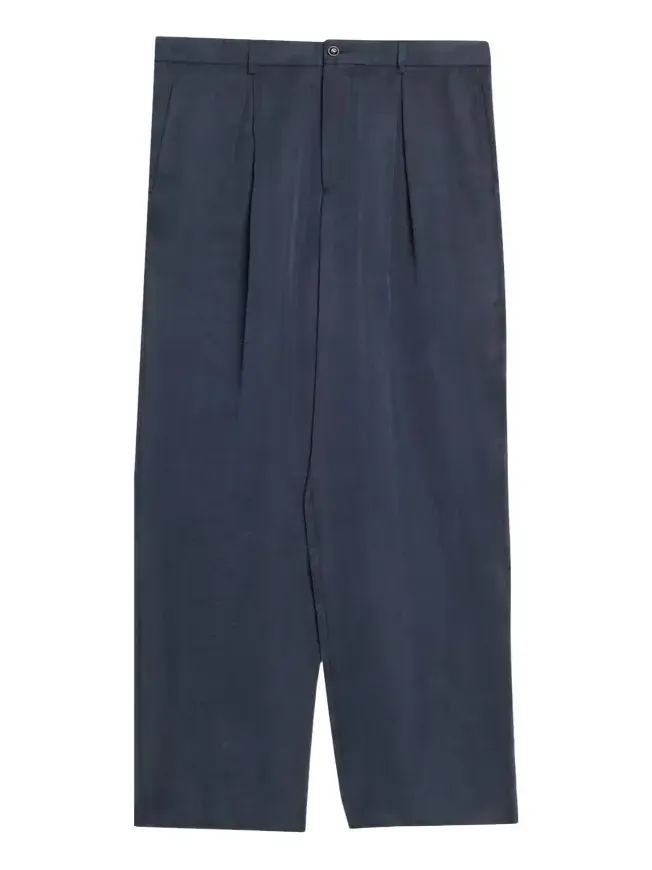 Men's Cotton and Lyocell Pleated Wide-Leg Trousers Men's Cotton and Lyocell Pleated Wide-Leg Trousers