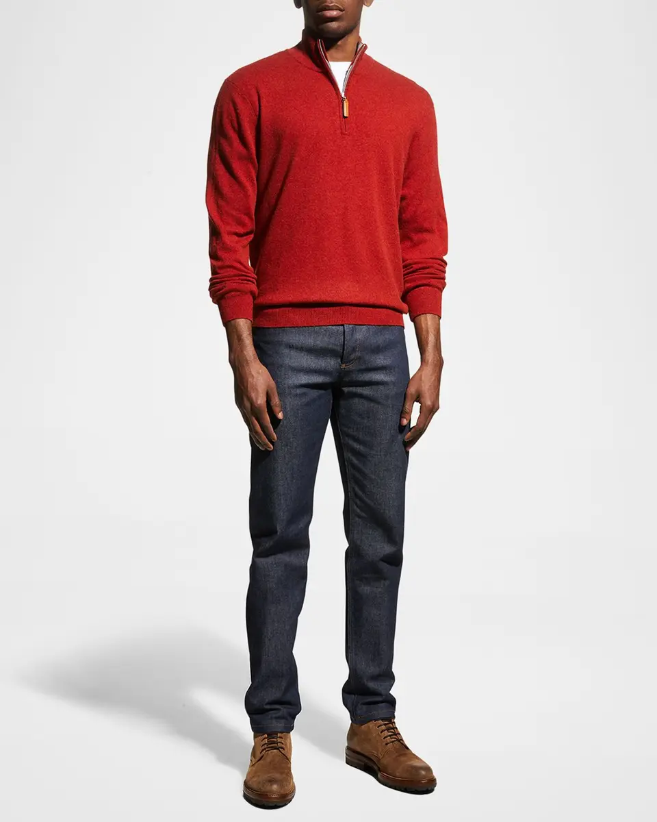 Neiman Marcus Men's Wool-Cashmere 1/4-Zip Sweater | Thumbnail 2 Neiman Marcus Men's Wool-Cashmere 1/4-Zip Sweater | Thumbnail 2