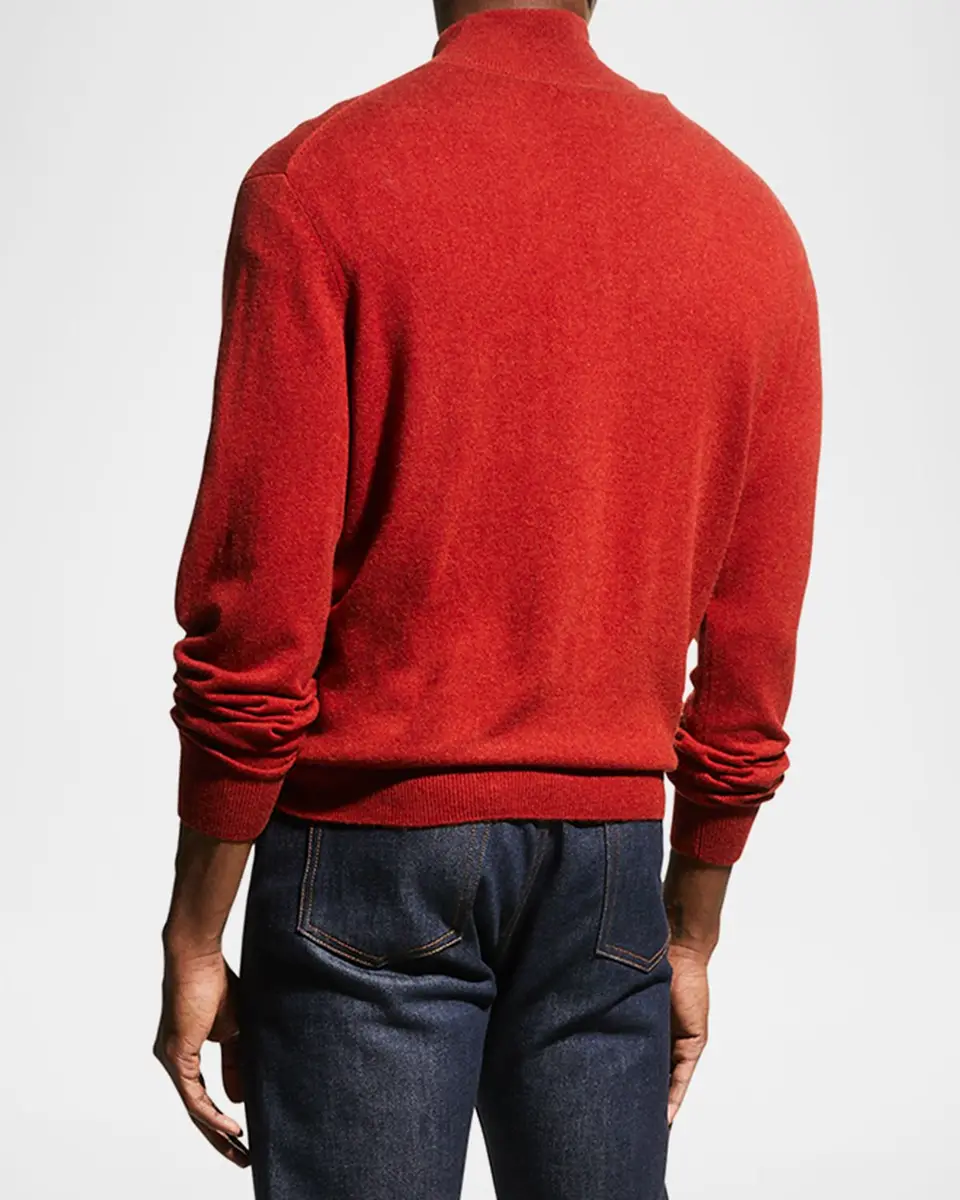 Neiman Marcus Men's Wool-Cashmere 1/4-Zip Sweater | Thumbnail 3 Neiman Marcus Men's Wool-Cashmere 1/4-Zip Sweater | Thumbnail 3