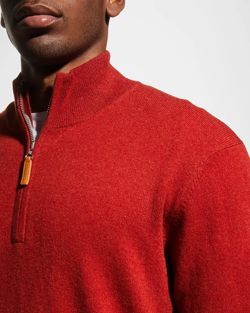 Neiman Marcus Men's Wool-Cashmere 1/4-Zip Sweater | Thumbnail 5 Neiman Marcus Men's Wool-Cashmere 1/4-Zip Sweater | Thumbnail 5