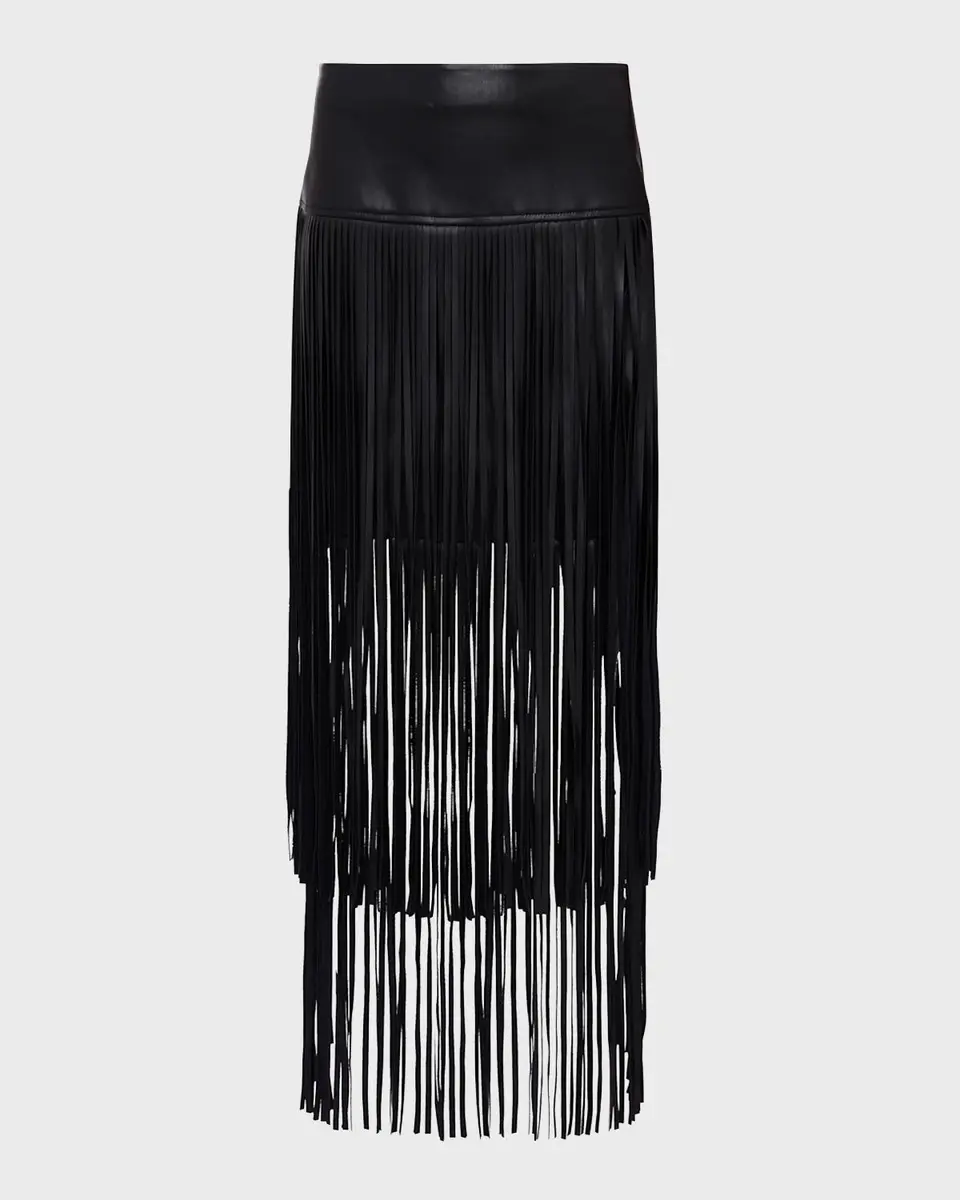 L'Agence Karolina Faux Leather Fringe Skirt | Thumbnail 2