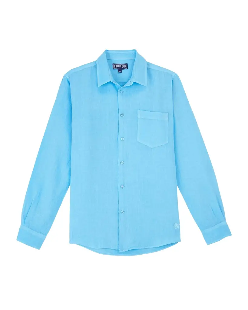 Vilebrequin Men's Caroubis Solid Linen Sport Shirt | Image 1 Vilebrequin Men's Caroubis Solid Linen Sport Shirt | Image 1