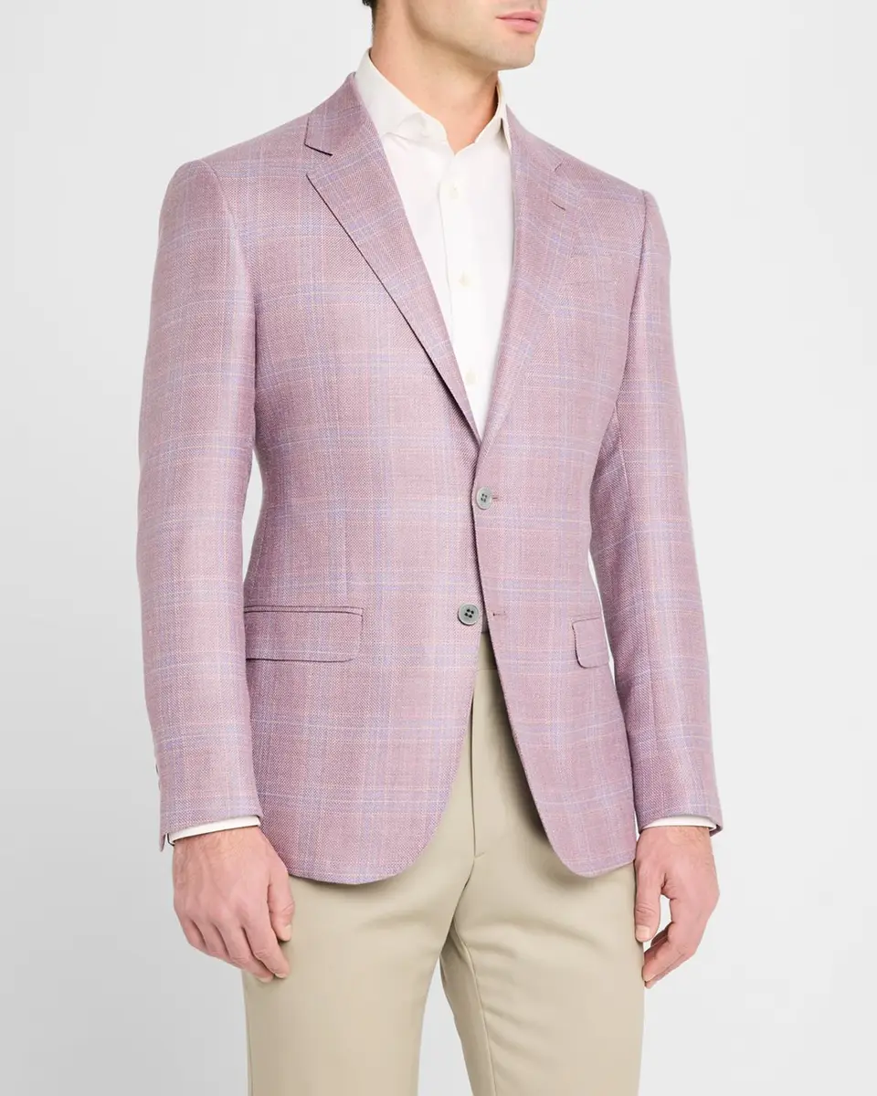 Emporio Armani Men's Textured Plaid Sport Coat | Thumbnail 4