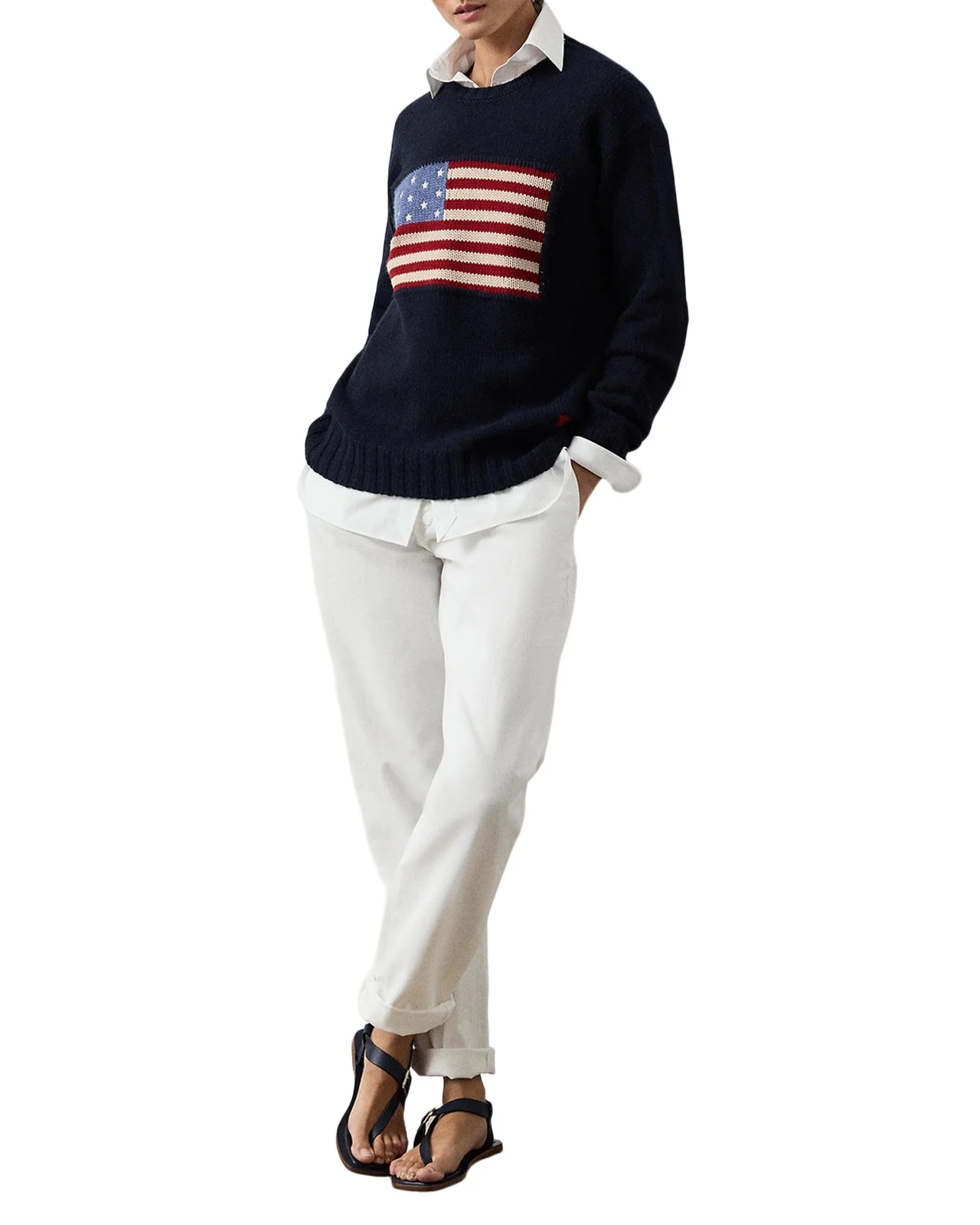 Ralph Lauren Collection Flag Cashmere Crewneck Sweater