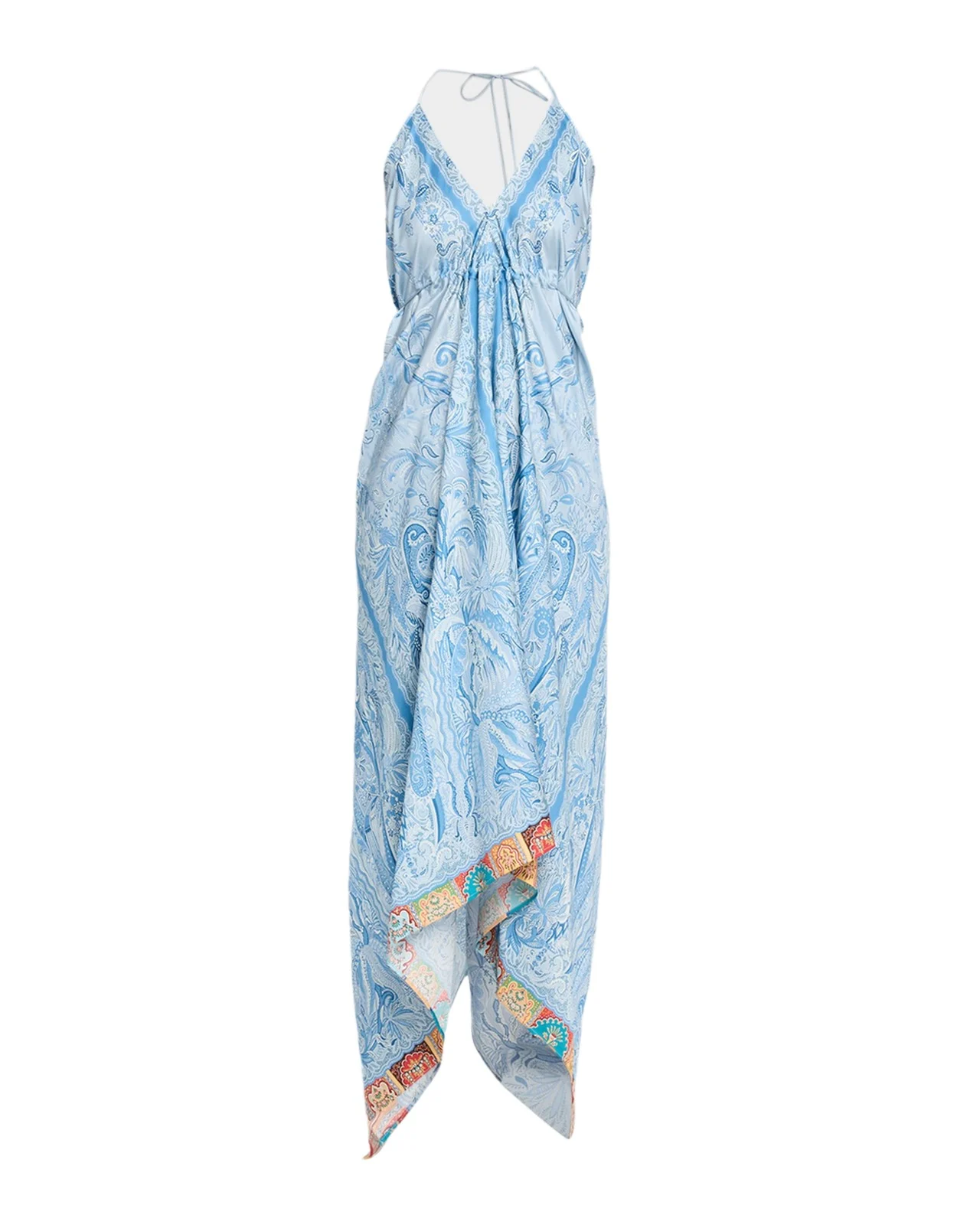 Paisley Silk Asymmetric Maxi Dress Coverup Paisley Silk Asymmetric Maxi Dress Coverup