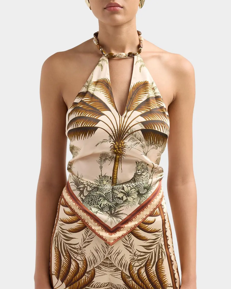 Retrofête Zaphira Beaded Satin Halter Top | Thumbnail 5 Retrofête Zaphira Beaded Satin Halter Top | Thumbnail 5