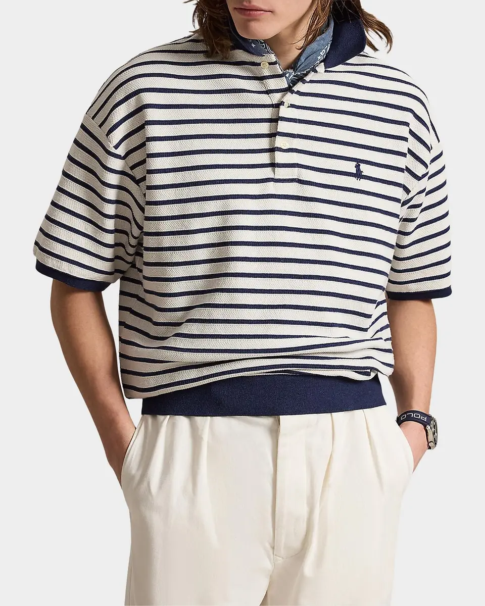 Polo Ralph Lauren Men's Relaxed Fit Stripe Textured Polo Shirt | Thumbnail 4
