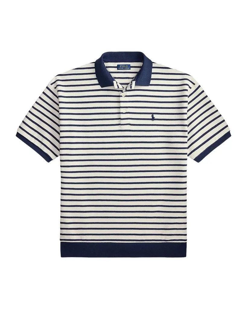 Polo Ralph Lauren Men's Relaxed Fit Stripe Textured Polo Shirt | Image 1 Polo Ralph Lauren Men's Relaxed Fit Stripe Textured Polo Shirt | Image 1