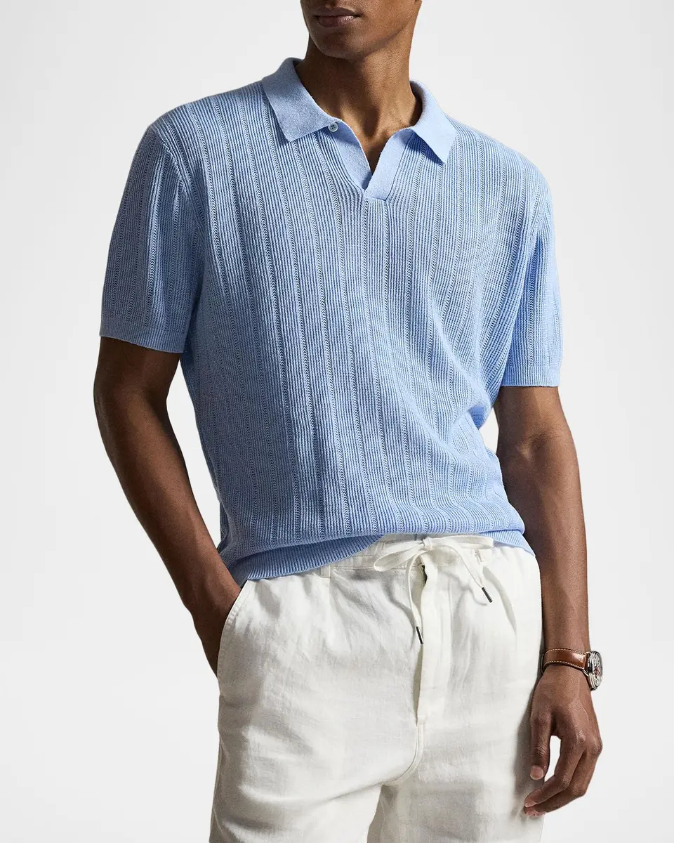 Polo Ralph Lauren Men's Linen Johnny-Collar Short-Sleeve Sweater | Thumbnail 4 Polo Ralph Lauren Men's Linen Johnny-Collar Short-Sleeve Sweater | Thumbnail 4