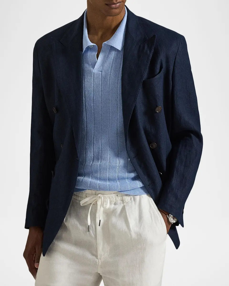 Polo Ralph Lauren Men's Linen Johnny-Collar Short-Sleeve Sweater | Thumbnail 6 Polo Ralph Lauren Men's Linen Johnny-Collar Short-Sleeve Sweater | Thumbnail 6