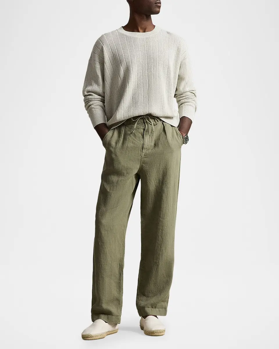 Polo Ralph Lauren Men's Relaxed Fit Textured Linen Crewneck Sweater | Thumbnail 2 Polo Ralph Lauren Men's Relaxed Fit Textured Linen Crewneck Sweater | Thumbnail 2