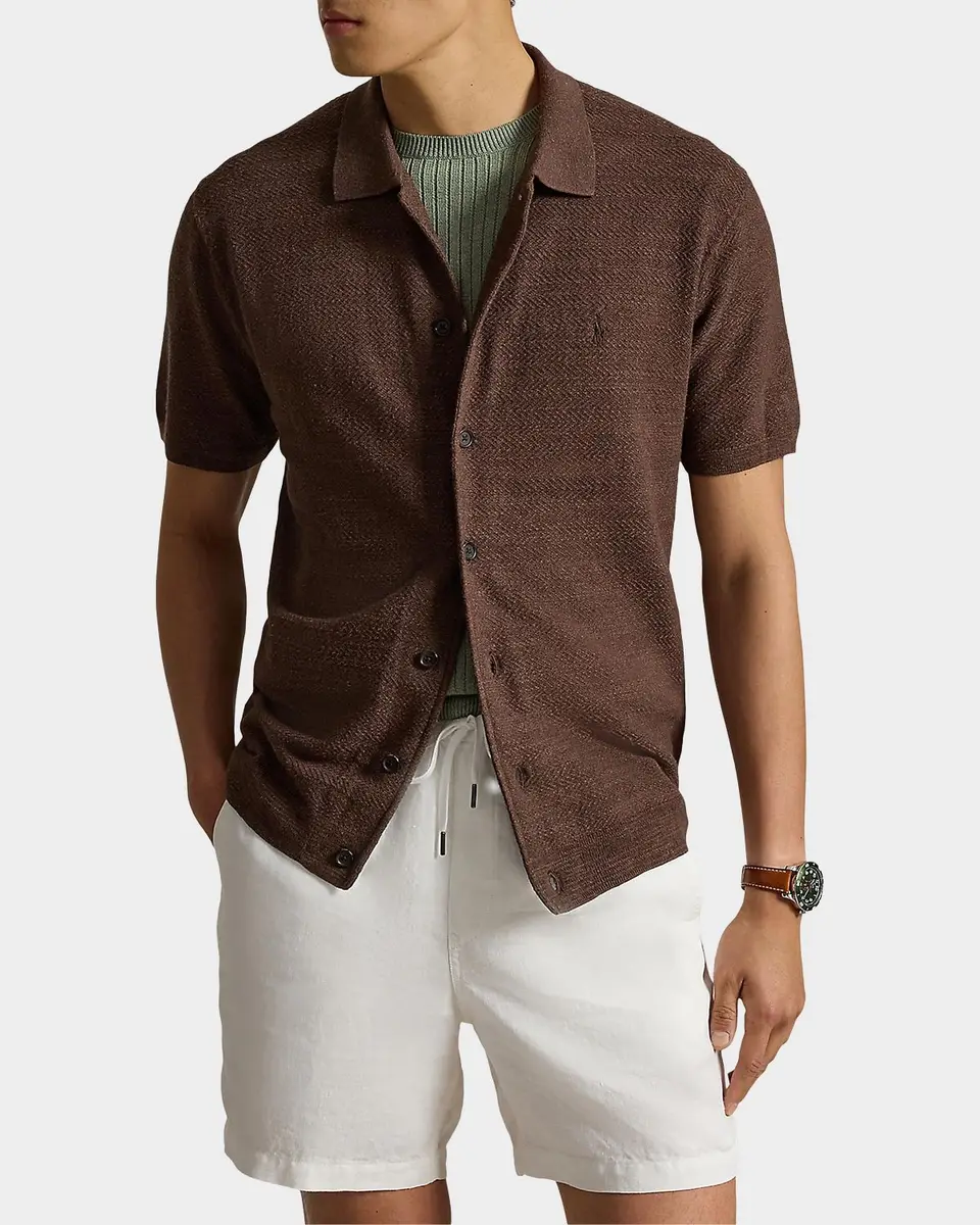 Polo Ralph Lauren Men's Cotton-Linen Short-Sleeve Cardigan | Thumbnail 4 Polo Ralph Lauren Men's Cotton-Linen Short-Sleeve Cardigan | Thumbnail 4