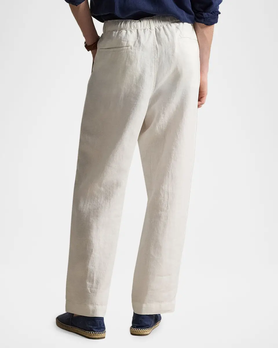 Ralph Lauren Purple Label Men's Lateef Relaxed Fit Pleated Linen Pants | Thumbnail 3