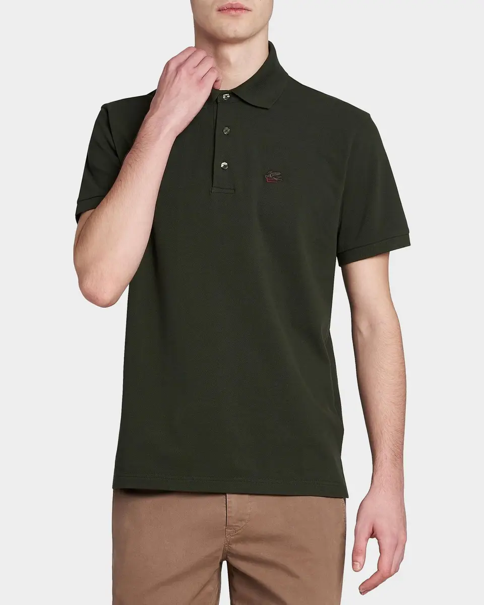 Etro Men's Cotton Embroidered-Pegasus Polo Shirt | Thumbnail 4 Etro Men's Cotton Embroidered-Pegasus Polo Shirt | Thumbnail 4