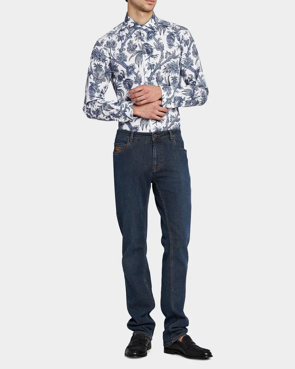 Etro Men's Floral Paisley Stretch Cotton Sport Shirt | Thumbnail 2 Etro Men's Floral Paisley Stretch Cotton Sport Shirt | Thumbnail 2