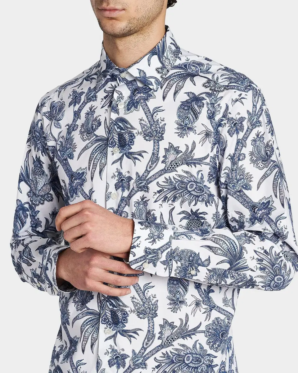 Etro Men's Floral Paisley Stretch Cotton Sport Shirt | Thumbnail 5 Etro Men's Floral Paisley Stretch Cotton Sport Shirt | Thumbnail 5