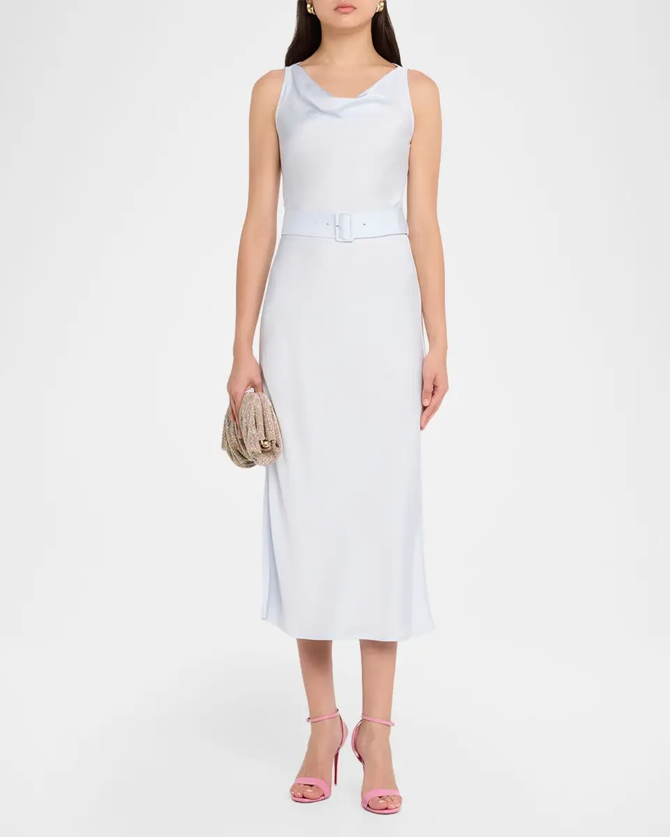 Lapointe Satin Sleeveless Belted Dress | Thumbnail 2 Lapointe Satin Sleeveless Belted Dress | Thumbnail 2